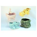 FOUR UNMARKED POTTERY PCS.