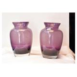2 AMETHYST VASES 9 1/2" HEIGHT