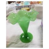 8"  JADITE VASE WITH FLAIRED TOP