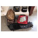 GROUPING OF ASST. COOLERS AND GOLF BAG