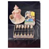 WALL POCKET,PLANTER, SPOONS