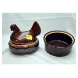 HEN ON NEST, STONE WARE BOWL