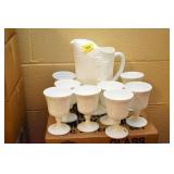 MILK GLASS WATER SET