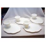 6 PC MILK GLASS SNACK SET