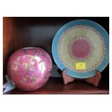 10" DECORATIVE STONEWARE PLATE WITH STAND