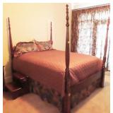 QUEEN SIZE - RICE CARVED - 4 POSTER BED