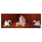 2 CUMBERLAND MOUNTAIN CRAFT CARVED BIRDS AND 2