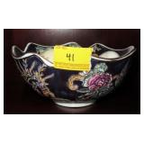 7.5" CERAMIC ASIAN BOWL WITH 7 HAND PAINTED