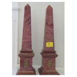 PAIR WOODEN 18" DECORATIVE OBOLISKS