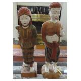 19" CARVED WOODEN ASIAN FIGURINE - 2 TIMES BID