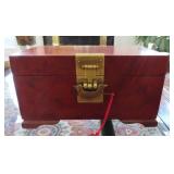 DECORATIVE CHINESE WOODEN BOX WITH FISH LOCK