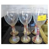 SET OF 6 CERAMIC BASE/STEM WINE GLASSES