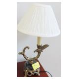 MARBLE AND BRASS CANDLESTICK LAMP WITH SHADE - WOR
