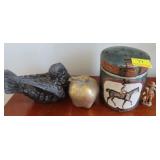 COMPOSITE DOVE FIGURINE, CERAMIC APPLE, CERAMIC JA