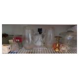 KITCHENWARE: PITCHERS, CAKE STAND, DESERT PLATES,