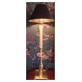 PAIR CANDLESTICK BANQUET LAMPS WITH SHADES - WORKS