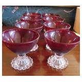 SET OF 8 CANDLE WICK RUBY GLASS SHERBETS