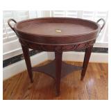 OVAL DESIGN SERVING TABLE WITH LIFT OFF SERVING TR