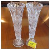 PAIR 8" CRYSTAL BUD VASES