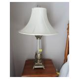 CRACKLE GLASS AND METAL TABLE LAMP WITH SHADE - WO