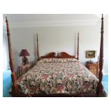 KING SIZE MAHOGANY RICE CARVED 4 POSTER BED
