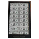 UNCUT SHEET OF 16 - SERIES 1981 ONE DOLLAR BILLS