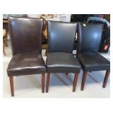 3 DEACON STYLE LEATHER LOOK SIDE CHAIRS