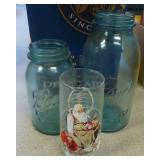 BLUE BALL JARS AND CHRISTMAS GLASSES
