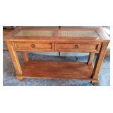 2 DRAWER GLASS TOP SOFA TABLE