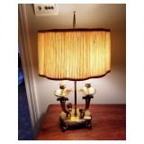 BRASS DOUBLE ARM DESK LAMP WITH SHADE