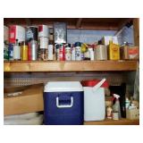 CONTENTS OF UPPER SHELVES OF WORK BENCH: