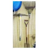 YARD TOOLS: MADOX, PICK, RACK, PITCH FORK, ETC