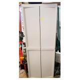2 DOOR STORAGE CABINET WITH PLASTIC CONTAINERS