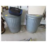 2 GALVANIZED TRASH CANS WITH GOLF BALLS AND GOLF