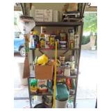 METAL STORAGE SHELF AND CONTENTS: PLANT FOOD, BUG