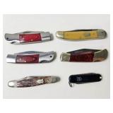6 FOLDING POCKET KNIVES: 2 NRA, 2 CAMILLUS, VICTOR