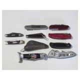 10 ASSORTED FOLDING POCKET KNIVES