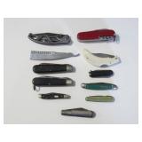 10 ASSORTED FOLDING POCKET KNIVES
