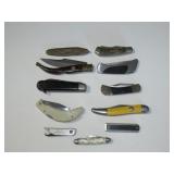 10 ASSORTED FOLDING POCKET KNIVES