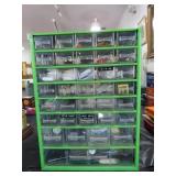 PARTS BIN WITH CASE NECK BRUSHES, CLEANING PADS,