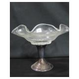 7 3/4" OPEN COMPOTE WITH STERLING SILVER BASE