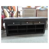 PADDED DRESSING BENCH WITH 3 DRAWERS AND SHOE