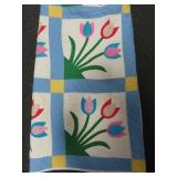 HAND AND MACHINE STITCHED TULIP QUILT