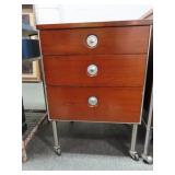 VINTAGE 3 DRAWER ROLLING HOSPITAL NIGHT STAND