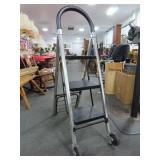 3 STEP LADDER - 47" TO TOP - WITH WHEELS FOR ROLLI