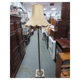 VINTAGE BRASS FLOOR LAMP WITH GLASS ACCENT