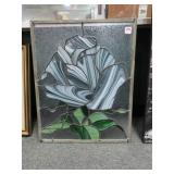 STAINED GLASS WINDOW - FLORAL - 17" X 21"