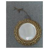BEVELED GLASS MIRROR WITH BRASS SURROUND