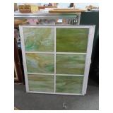 6 STAINED GLASS PANES IN ALUMINUM FRAME - 31" X