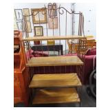 WROUGHT IRON AND WOOD BAKERS RACK